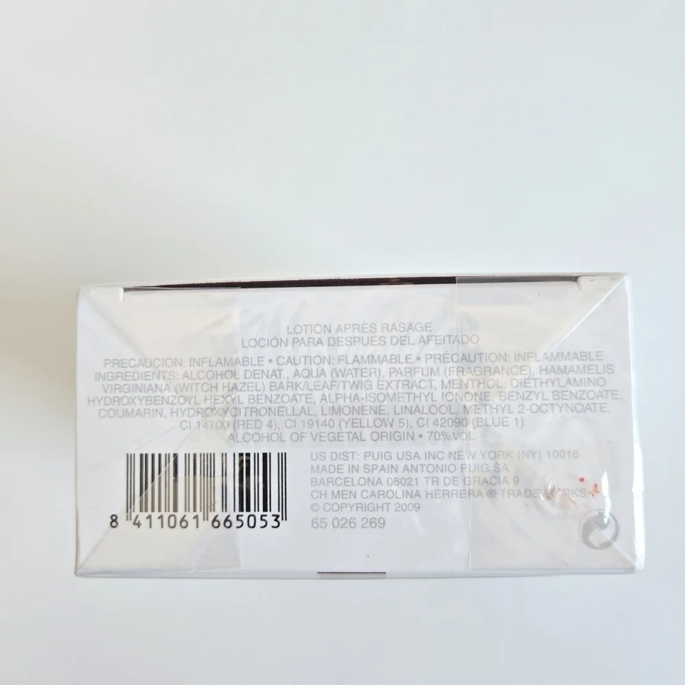 New In Box Carolina Herrera CH After Shave Lotion-100ml/3.4oz Sealed Packaging